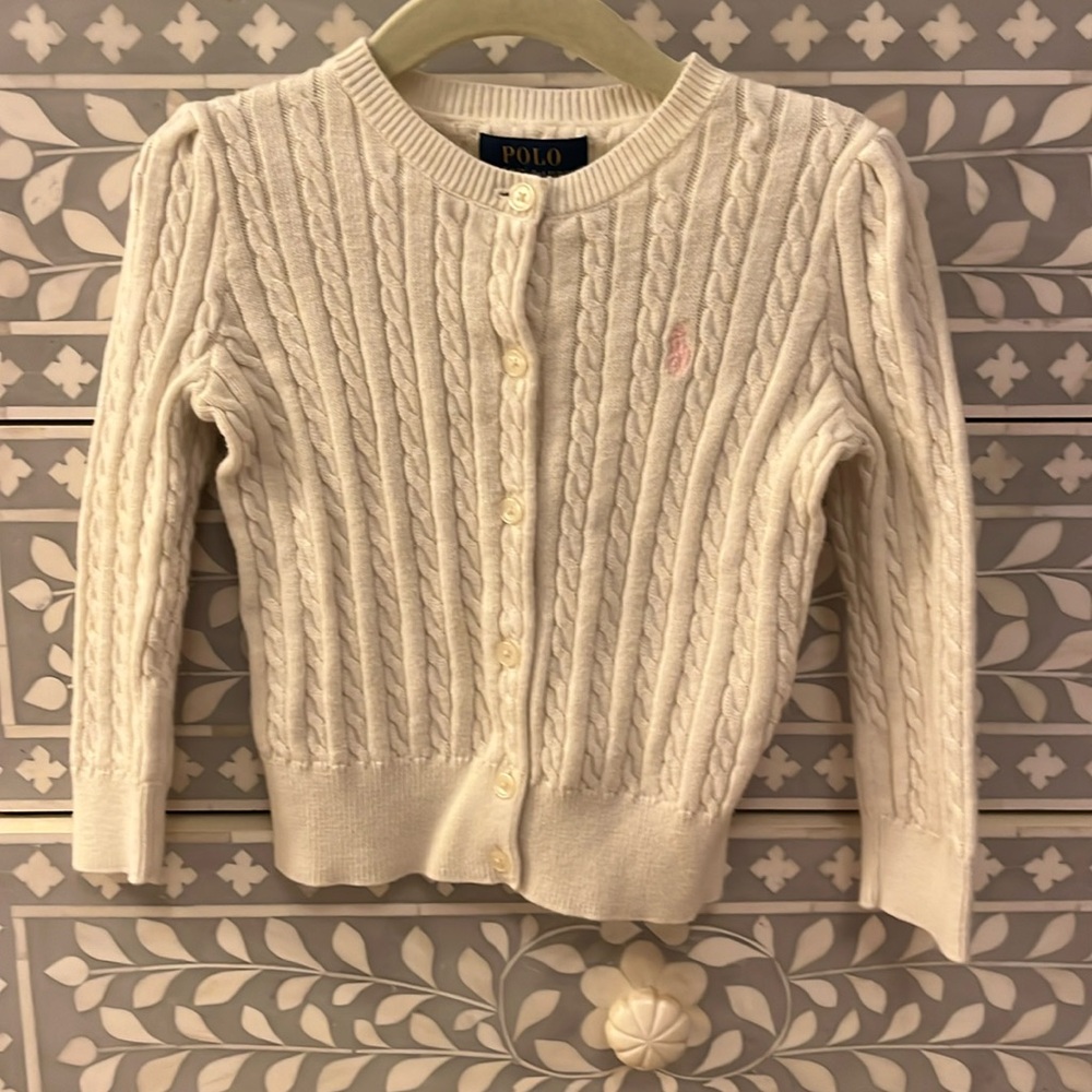 Perfect Condition Puff sleeve Cable Knit Button Down Sweater in Ivory